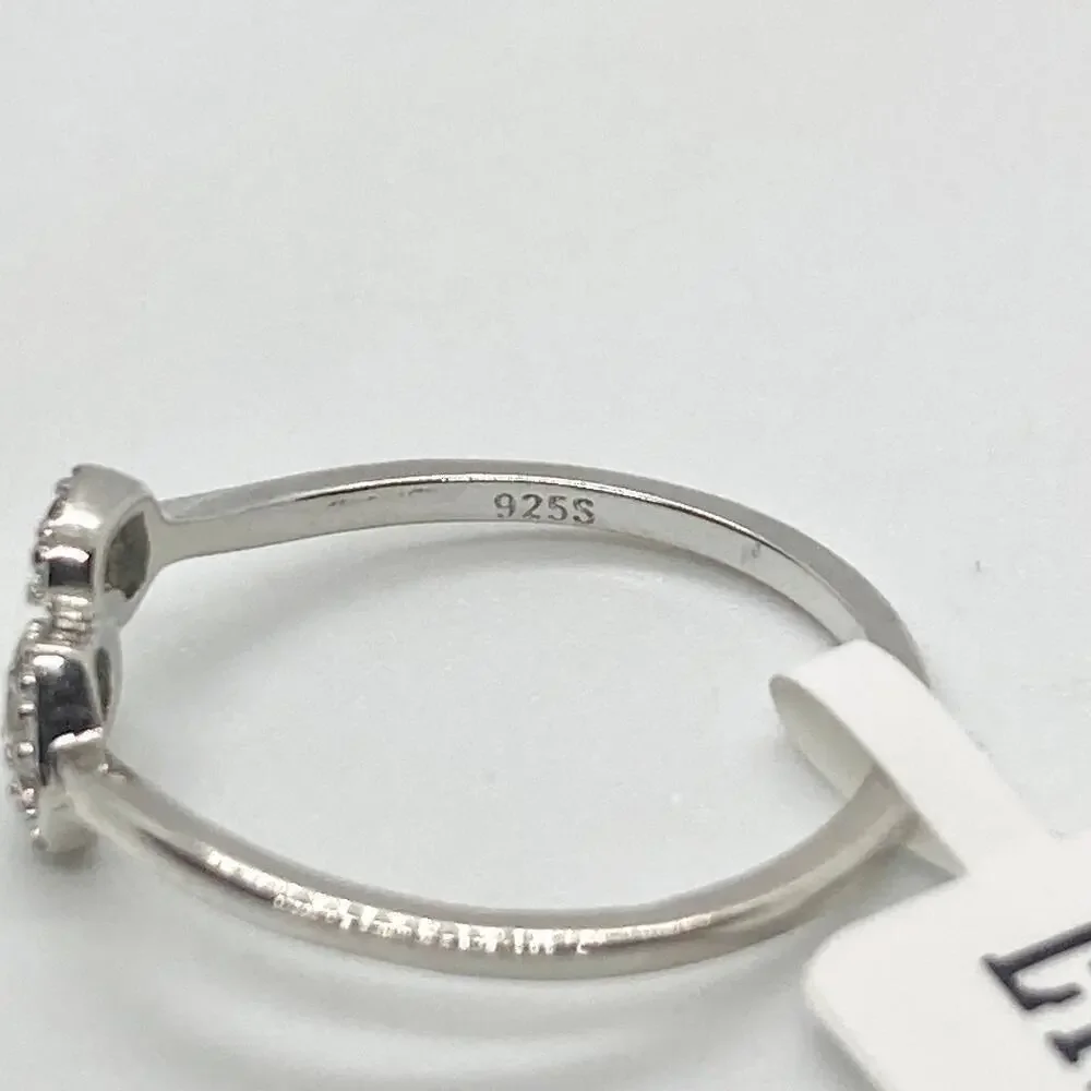 Size 7 Double Heart CZ 925 Ring